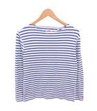 Tシャツ カットソー ボーダー ボートネック 長袖 2 M ホワイト ブルー 白 青 /TT