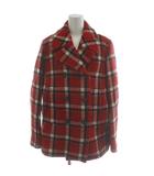 マークバイマークジェイコブス MARC by MARC JACOBS ピーコート ウール S 赤 レッド チェック柄 ダブルブレスト 長袖 M400344014 /GG ■GY59