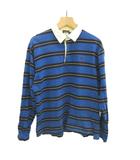 ウールリッチ WOOLRICH ポロシャツ ラガーシャツ M 青 ブルー ストライプ柄 ポロ襟 長袖 /MD ■ECB002