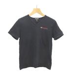 Tシャツ カットソー S 紺 ネイビー Vネック 半袖 ロゴ刺繍 /MD ■ECB002
