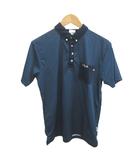 フィラ FILA ポロシャツ L 青 ブルー 千鳥格子柄 ボタンダウンカラー 半袖 /MD ■ECB002