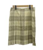 ブルックスブラザーズ BROOKS BROTHERS スカート ウール 6 ベージュ グレー チェック柄 プリーツ ミディ丈 /PP ■ECB002