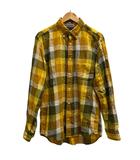 トミーヒルフィガー TOMMY HILFIGER チェックシャツ コットンリネン L 黄 イエロー /MZ ■GY99