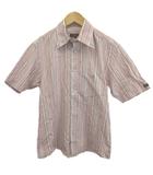 バーバリー BURBERRY シャツ カットソー 2 ピンク ストライプ柄 半袖 ボタンダウンカラー /YU ■GY99