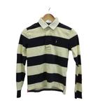 ラルフローレンスポーツ RALPH LAUREN SPORT ラガーシャツ ポロシャツ S 白 ホワイト ネイビー 紺 ボーダー柄 長袖 /PP ■ECB002