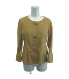 クレージュ courreges ジャケット 上着 38 ベージュ ノーカラージャケット 七分袖 ペプラム /KK ■ECB002