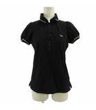 バーバリー BURBERRY ポロシャツ 38 黒 ブラック 半袖 パフスリーブ 襟・袖口パイピング /RK ■ECB002