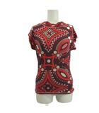 エミリオプッチ EMILIO PUCCI カットソー Tシャツ S 赤 レッド ピンク マルチカラー ドット柄 幾何学模様 半袖 /KK ■ECB002