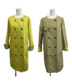 グリーンレーベルリラクシング ユナイテッドアローズ green label relaxing スプリングコート 38 リバーシブル 黄 イエロー ベージュ ノーカラー ダブルブレスト 長袖 薄手 /PP ■GY99