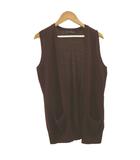 ラルフローレン RALPH LAUREN ベスト ニット 絹 シルク M ボルドー ノースリーブ ノーカラー ポケット付き /NP ■GY99