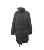 ランズエンド LANDS' END 中綿コート L 茶 ブラウン 長袖 ロング丈 スタンドカラー フラップポケット /NP ■GY99