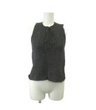 レストローズ L'EST ROSE ベスト ウール 黒 ブラック ノースリーブ ドローストリングネック ケーブル編み /KT ■ECC003