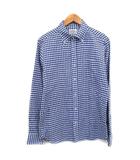 ユナイテッドアローズ UNITED ARROWS ボタンダウン シャツ 長袖 リネン ギンガムチェック L ブルー 青 /KT1 ■ECC003