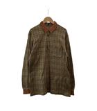 ダックス DAKS ポロシャツ L 茶 ブラウン チェック柄 長袖 胸ポケット /PP ■ECC003