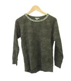 グローバルワーク GLOBAL WORK スウェット L 緑 グリーン カモフラージュ柄 ビーズ装飾 長袖 /KT ■ECB003