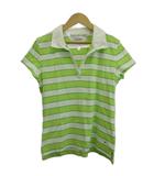トミーヒルフィガー TOMMY HILFIGER ポロシャツ S/P 緑 グリーン 白 ホワイト ボーダー柄 Vネック 半袖 /PP ■ECB003