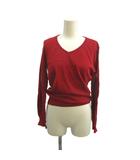 ラルフローレン RALPH LAUREN ニット カットソー L 赤 レッド Vネック 無地 長袖 /KK ■ECB003