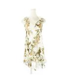 チュニック 2 ベージュ 花柄 ノースリーブ Vネック シアー /CK36 ■ECB003