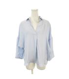 コムサイズム COMME CA ISM シャツ ブラウス スキッパー 9 水色 ブルー Vネック 無地 七分袖 /AH39 ■ECB003