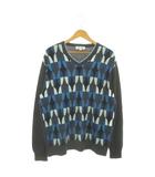 ミラショーン mila schon SPORTS ニット セーター ウール LL グレー 幾何学模様 Vネック 長袖 /AO13 ■ECD003