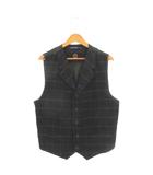 トミーヒルフィガー TOMMY HILFIGER ベスト 前開き ウール 切り替え S 紺 ネイビー チェック柄 襟付き /AH33 ■ECD003