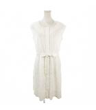 トミーヒルフィガー TOMMY HILFIGER ワンピース M 白 ホワイト ノースリーブ ラウンドネック リボンベルト /MN21 ■ECD003