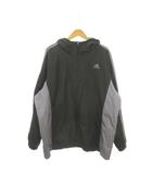 アディダス adidas ウインドブレーカー スポーツウエア 2XO 黒 ブラック 長袖 フード付き 切り替えデザイン 内側フリース /MN16 ■ECD003
