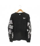 リーボック Reebok × チョコムー Chocomoo トレーナー L 黒 ブラック 長袖 クルーネック グラフィックプリント /AH31 ■ECD003
