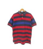 ポロ バイ ラルフローレン Polo by Ralph Lauren ポロシャツ M 紺 ネイビー 赤 レッド ボーダー柄 ポロ襟 半袖 /AH22 ■ECD003