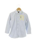 シャツ 子ども服(女の子用) S 青 ブルー 丸襟 長袖 アップリケ /AO4 ■ECD003