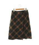 バーバリー BURBERRY ラップスカート ひざ丈 チェック柄 36 茶 ブラウン 黒 ブラック /SS ■OS ■ECD003