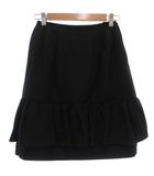 フォクシー FOXEY 美品 フレアスカート レース 38 タック ギャザー ひざ丈 黒 ブラック 25887-ASAZ19P /KB ■GY62