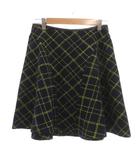 イブルース i Blues 美品 フレアスカート ひざ丈 ウール 40 紺 ネイビー 格子柄 /NL ■GY62
