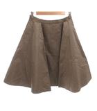 フォクシー FOXEY フレアスカート ギャザー タック シルク混 ひざ丈 40 茶 ブラウン /FF ■GY62