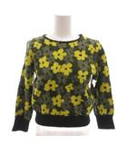 クリスチャンディオール Christian Dior ヴィンテージ ニット セーター 花柄 ラメ 長袖 M 緑 グリーン /FF ■GY62