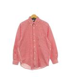 トミーヒルフィガー TOMMY HILFIGER ボタンダウンシャツ 長袖 ロゴ刺繍 ストライプ柄 M/M 赤 レッド /AH8 ■ECE004