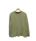 トミーヒルフィガー TOMMY HILFIGER トレーナー クルーネック 長袖 ポケット ロゴ刺繍 総柄 M 緑 グリーン /AH16 ■ECA004