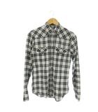 ユナイテッドアローズ UNITED ARROWS ウエスタンシャツ 39 15.5 黒 ブラック 白 ホワイト チェック柄 長袖 胸ポケット /AO39 ■ECA004