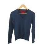 トミーヒルフィガー TOMMY HILFIGER ニット トップス カシミヤ S 紺 ネイビー Vネック 長袖 無地 /KK ■ECA004