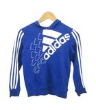 アディダス adidas プルオーバーパーカー 140 青 ブルー 長袖 フード付き ロゴプリント /NP ■ECA004