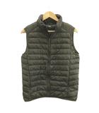 ユニクロ UNIQLO ダウンベスト M カーキ 無地 スタンドカラー ノースリーブ キルティング /GR ■ECA004