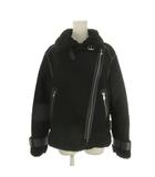 ザラ ZARA ライダースジャケット フェイクムートン S 黒 ブラック ボア襟 ダブルジップ 長袖 RUC 80089348-4 /CK6 ■ECD001
