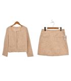 プロポーション ボディドレッシング PROPORTION BODY DRESSING セットアップ ツイード ノーカラージャケット ミニスカート 3 アイボリー ■ECC004