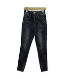 デニムパンツ ジーンズ スキニー ハイウエスト ウォッシュ加工 24 インディゴ 紺 ネイビー /XZ ■ECB004