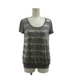 カットソー 38 グレー スパンコール装飾 ラウンドネック 半袖 Tシャツ /PP ■ECB001