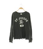 チャンピオン CHAMPION カットソー Tシャツ 長袖 ワッフル L チャコール ホワイト /ES ■ECB001