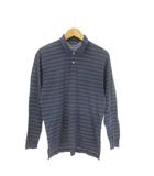 ポロゴルフ ラルフローレン POLO GOLF RALPH LAUREN ポロシャツ フライス M 青 ブルー ストライプ柄 ポロカラー 長袖 466-7013 /CK9 ■ECD004