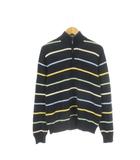 ブルックスブラザーズ BROOKS BROTHERS PIMA COTTON ニット セーター M 紺 ネイビー ストライプ柄 ハーフジップ 長袖 22501-71 /CK7 ■ECD004