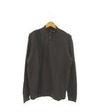 ダンヒル dunhill ニット セーター M 茶 ブラウン 長袖 スタンドカラー ハーフボタン ラインデザイン /AO16 ■ECD004