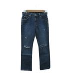 アールジーン Earl Jean デニムパンツ ジーンズ ストレートパンツ ロング丈 ブルー ダメージ加工 /SY29 ■ECB005